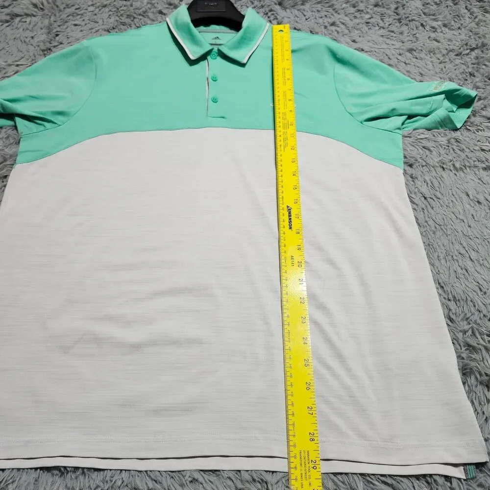 Adidas Golf Polo Shirt Mens Large Two Color Design‎ Preppy Stretch Green Gray